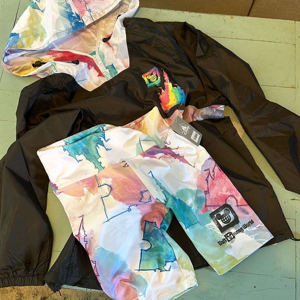 NWT Disney watercolor pullover (XL) and matching shorts (M)